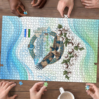 Uzbekistan Independence Day Puzzle Honor The Legacy Flying Eagle Plants National Emblem