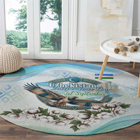 Uzbekistan Independence Day Round Carpet Honor The Legacy Flying Eagle Plants National Emblem