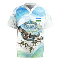 Uzbekistan Independence Day Rugby Jersey Honor The Legacy Flying Eagle Plants National Emblem