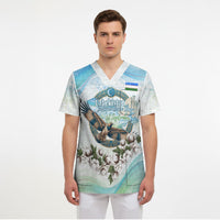 Uzbekistan Independence Day Scrub Top Honor The Legacy Flying Eagle Plants National Emblem
