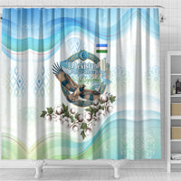 Uzbekistan Independence Day Shower Curtain Honor The Legacy Flying Eagle Plants National Emblem