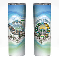 Uzbekistan Independence Day Skinny Tumbler Honor The Legacy Flying Eagle Plants National Emblem