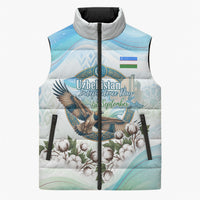 Uzbekistan Independence Day Sleeveless Puffer Jacket Honor The Legacy Flying Eagle Plants National Emblem