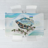 Uzbekistan Independence Day Tablecloth Honor The Legacy Flying Eagle Plants National Emblem