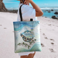 Uzbekistan Independence Day Tote Bag Honor The Legacy Flying Eagle Plants National Emblem