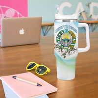 Uzbekistan Independence Day Tumbler With Handle Honor The Legacy Flying Eagle Plants National Emblem
