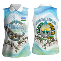 Uzbekistan Independence Day Women Sleeveless Polo Shirt Honor The Legacy Flying Eagle Plants National Emblem