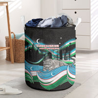 Uzbekistan Independence Day Laundry Basket Freedom Snow Leopard Minaret Architecture Flag