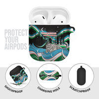 Uzbekistan Independence Day AirPods Case Freedom Snow Leopard Minaret Architecture Flag