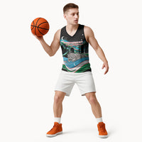 Uzbekistan Independence Day Basketball Jersey Freedom Snow Leopard Minaret Architecture Flag