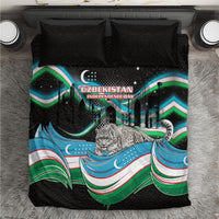Uzbekistan Independence Day Bedding Set Freedom Snow Leopard Minaret Architecture Flag