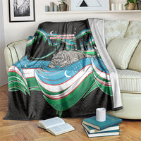 Uzbekistan Independence Day Blanket Freedom Snow Leopard Minaret Architecture Flag