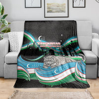 Uzbekistan Independence Day Blanket Freedom Snow Leopard Minaret Architecture Flag