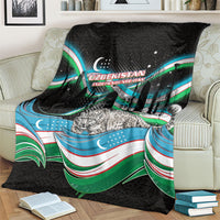 Uzbekistan Independence Day Blanket Freedom Snow Leopard Minaret Architecture Flag