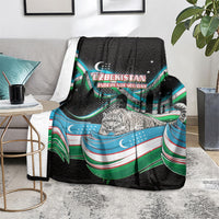 Uzbekistan Independence Day Blanket Freedom Snow Leopard Minaret Architecture Flag