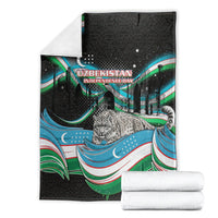 Uzbekistan Independence Day Blanket Freedom Snow Leopard Minaret Architecture Flag