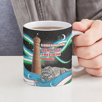 Uzbekistan Independence Day Ceramic Mug Freedom Snow Leopard Minaret Architecture Flag