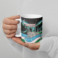 Uzbekistan Independence Day Ceramic Mug Freedom Snow Leopard Minaret Architecture Flag