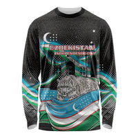 Uzbekistan Independence Day Long Sleeve Shirt Freedom Snow Leopard Minaret Architecture Flag