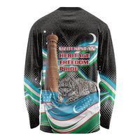 Uzbekistan Independence Day Long Sleeve Shirt Freedom Snow Leopard Minaret Architecture Flag