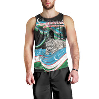 Uzbekistan Independence Day Men Tank Top Freedom Snow Leopard Minaret Architecture Flag
