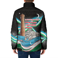 Uzbekistan Independence Day Padded Jacket Freedom Snow Leopard Minaret Architecture Flag