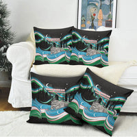 Uzbekistan Independence Day Pillow Cover Freedom Snow Leopard Minaret Architecture Flag