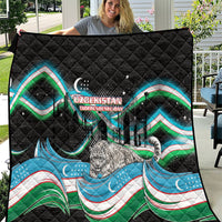 Uzbekistan Independence Day Quilt Freedom Snow Leopard Minaret Architecture Flag