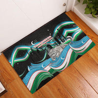 Uzbekistan Independence Day Rubber Doormat Freedom Snow Leopard Minaret Architecture Flag