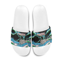 Uzbekistan Independence Day Slide Sandals Freedom Snow Leopard Minaret Architecture Flag