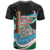 Uzbekistan Independence Day T Shirt Freedom Snow Leopard Minaret Architecture Flag
