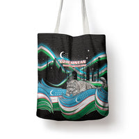 Uzbekistan Independence Day Tote Bag Freedom Snow Leopard Minaret Architecture Flag