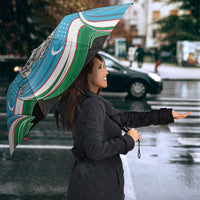 Uzbekistan Independence Day Umbrella Freedom Snow Leopard Minaret Architecture Flag