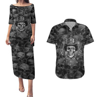Cowboy Skull Couples Matching Puletasi Dress and Hawaiian Shirt Cowboy Take Me Away - Wonder Print Shop