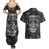 Cowboy Skull Couples Matching Summer Maxi Dress and Hawaiian Shirt Cowboy Take Me Away - Wonder Print Shop