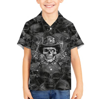 Cowboy Skull Family Matching Off Shoulder Long Sleeve Dress and Hawaiian Shirt Cowboy Take Me Away - Wonder Print Shop