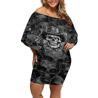 Cowboy Skull Off Shoulder Short Dress Cowboy Take Me Away - Wonder Print Shop