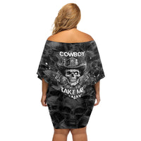 Cowboy Skull Off Shoulder Short Dress Cowboy Take Me Away - Wonder Print Shop