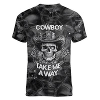 Cowboy Skull Women V Neck T Shirt Cowboy Take Me Away - Wonder Print Shop