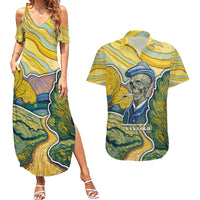 Vincent Van Gogh Skull Couples Matching Summer Maxi Dress and Hawaiian Shirt - Wonder Print Shop