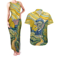 Vincent Van Gogh Skull Couples Matching Tank Maxi Dress and Hawaiian Shirt - Wonder Print Shop