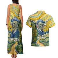 Vincent Van Gogh Skull Couples Matching Tank Maxi Dress and Hawaiian Shirt - Wonder Print Shop