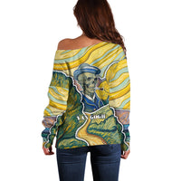 Vincent Van Gogh Skull Off Shoulder Sweater - Wonder Print Shop