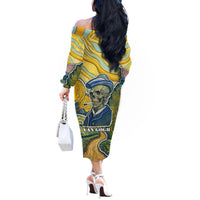 Vincent Van Gogh Skull Off The Shoulder Long Sleeve Dress - Wonder Print Shop