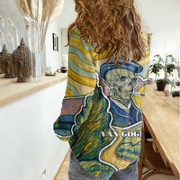 Vincent Van Gogh Skull Women Casual Shirt - Wonder Print Shop