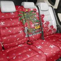 Antigua and Barbuda Christmas Back Car Seat Cover with Santa Pineapple Palm Tree Parrot and Gift Design - Wonder Print Shop