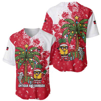 Antigua and Barbuda Christmas Baseball Jersey with Santa Pineapple Palm Tree Parrot and Gift Design - Wonder Print Shop
