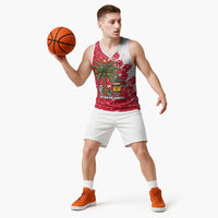 Antigua and Barbuda Christmas Basketball Jersey with Santa Pineapple Palm Tree Parrot and Gift Design - Wonder Print Shop