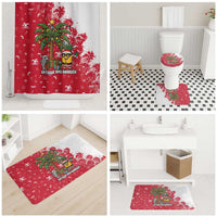 Antigua and Barbuda Christmas Bathroom Set with Santa Pineapple Palm Tree Parrot and Gift Design - Wonder Print Shop