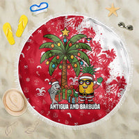 Antigua and Barbuda Christmas Beach Blanket with Santa Pineapple Palm Tree Parrot and Gift Design - Wonder Print Shop